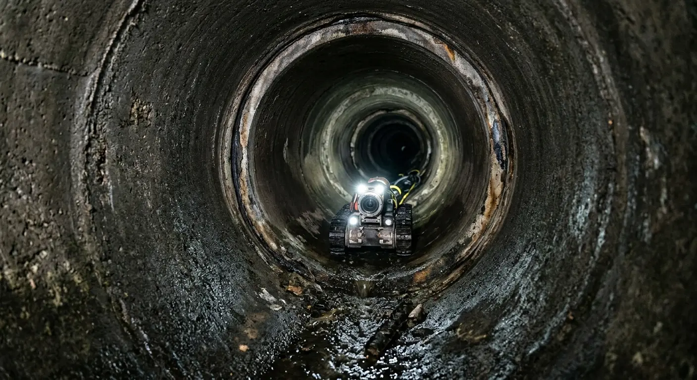 Robotic sewer camera inspecting pipe interior for Sewer Line Cleaning in Social Circle